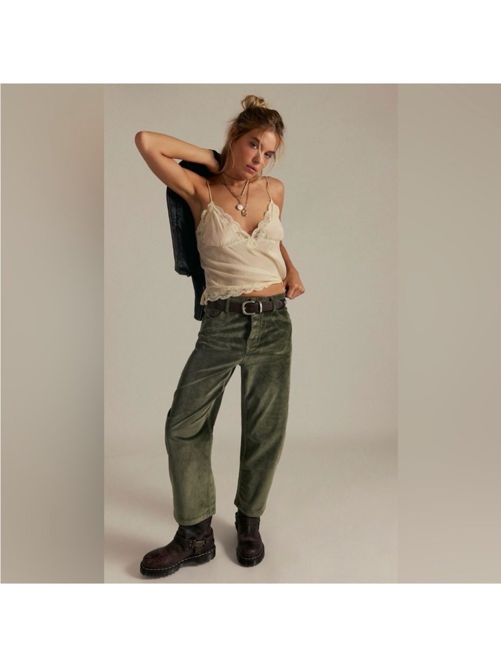 NWT FREE PEOPLE DEEP TRANCE DROPPED CORDUROY JEANS KEEPSAKE CLOVER.
